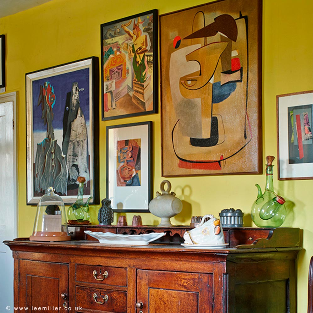Sideboard and artworks in the dining room of Farleys House
