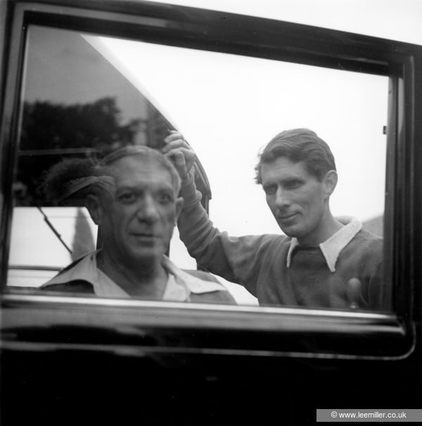 Photograph by Lee Miller of Picasso and Roland Penrose